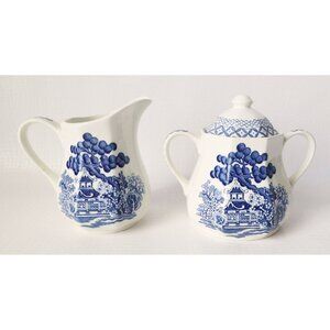 Vintage Meakin J.&G. Royal Staffordshire Willow Ironstone Octagonal Creamer and